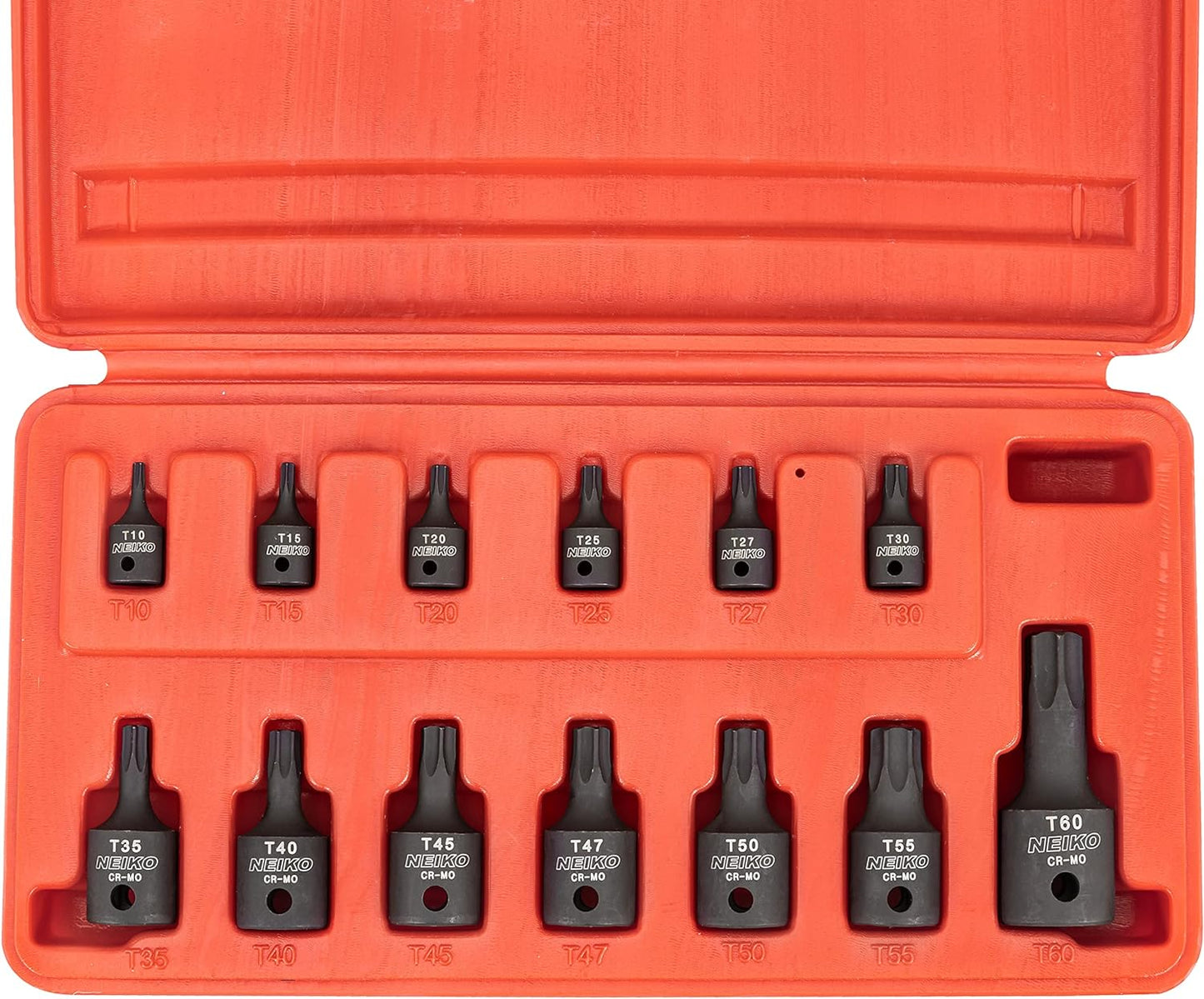 10281B Impact Torx Bit Socket Set 13 Piece 6 Point Star Sockets Heavy Duty Impact Grade Cr-Mo T10 to T60 High Impact ABS Blow Molded Storage Case