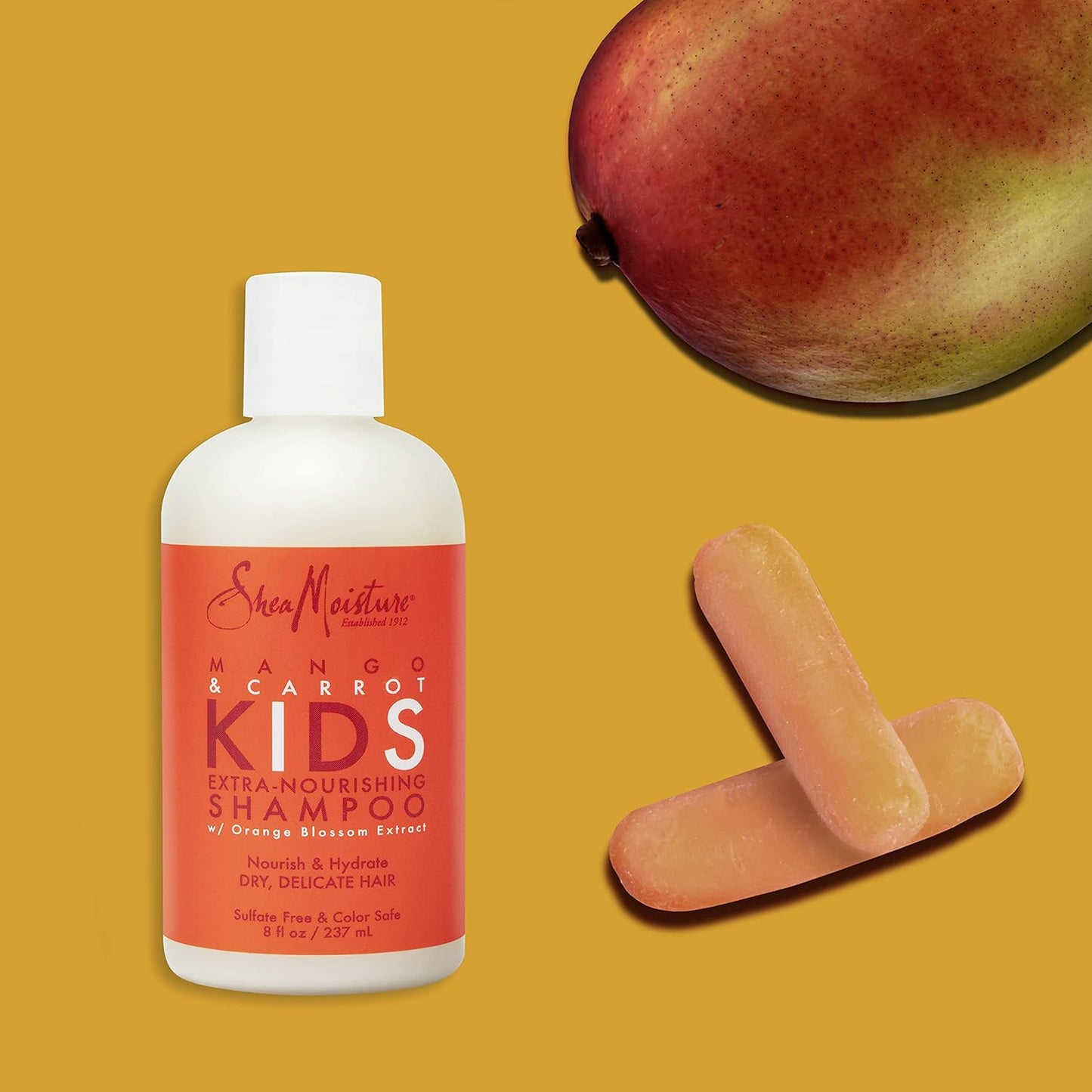 Sheamoisture Kids Shampoo, Extra-Nourishing Mango & Carrot Shampoo with Shea Butter, 8 Oz