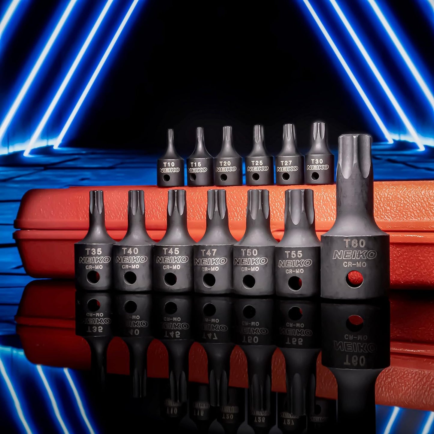 10281B Impact Torx Bit Socket Set 13 Piece 6 Point Star Sockets Heavy Duty Impact Grade Cr-Mo T10 to T60 High Impact ABS Blow Molded Storage Case