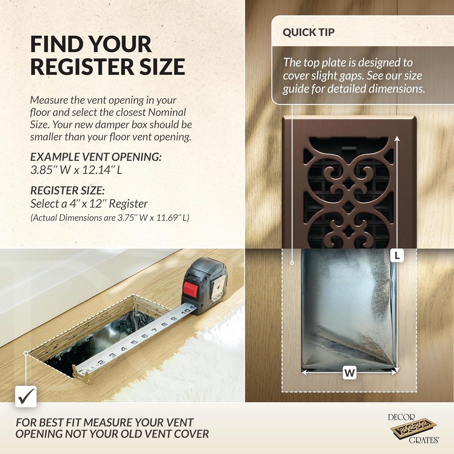 SPH412-RB Floor Register, 4X12, Rubbed Bronze Finish