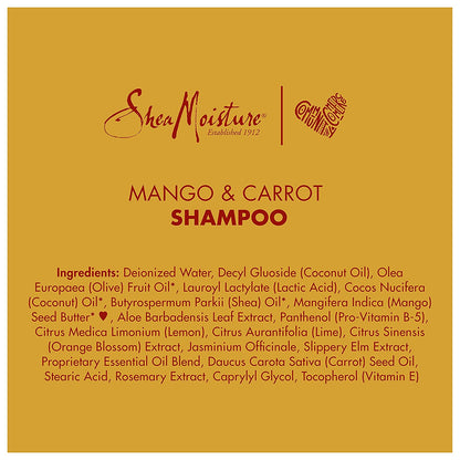 Sheamoisture Kids Shampoo, Extra-Nourishing Mango & Carrot Shampoo with Shea Butter, 8 Oz