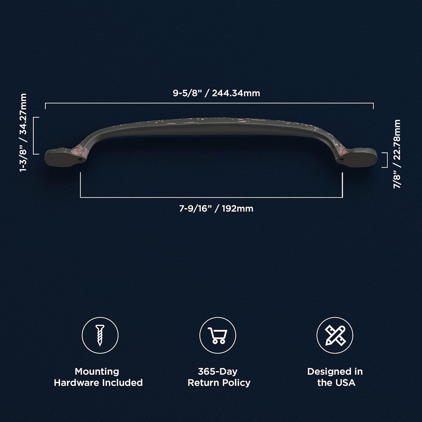 P2996-RI Refined Rustic Collection Pull, 192Mm (7-9/16") Center to Center, Rustic Iron Finish